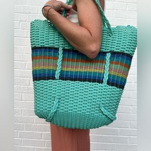 Vintage Woven Plastic Tote Bag